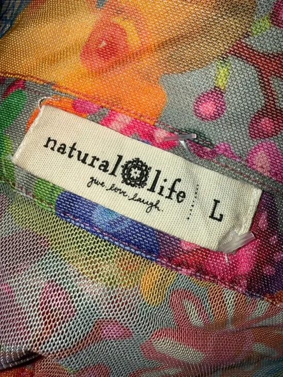 Natural Life Carina Mesh Top Bright Red Pink Floral Size XL - Picture 2 of 10